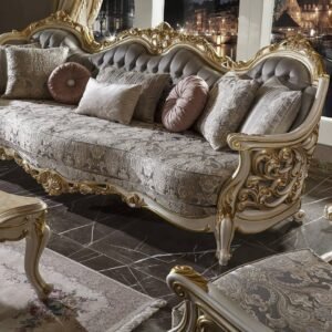 Walnut Wood Sofa Set - Premium 3-Seater