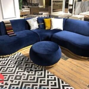 Modern L-Shaped Sofa Set - Teak Wood Frame
