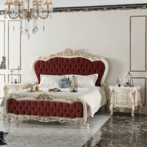 Royal King Size Bed with Storage - Walnut Wood
