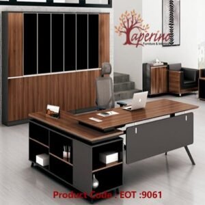 Executive Oak Wood Office Desk with Drawers